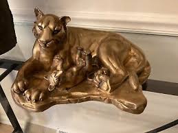 Antique Tiger & Cub Heavy Brass Statue Sculpture | eBay