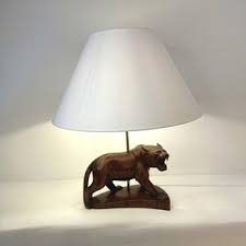 Vintage Wooden Tiger Lamp - Etsy