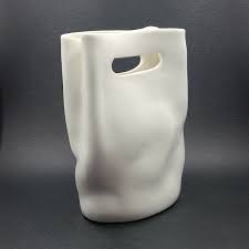 Porcelain Paper Bag Vase With Handles Rare Unmarked | eBay