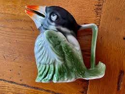 Vintage Black Pie Bird Vent Tan Beak Eyes Wide Embossed ...