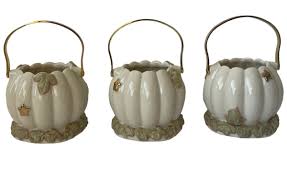 Lenox Votives Pumpkin Ceramic Jack O Lantern Tealight Holders Gold Trim Set of 3 | eBay