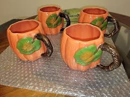 Set Of Four Halloween Pumpkin Fall Harvest Coffee/ Tea Cup Mugs | eBay