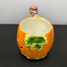 Halloween SCARECROW PUMPKIN MUG, Jack-o-lantern, Hand ...