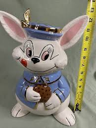 Vintage Rabbit In Blue & Gold Holding A Cookie, Cookie Jar, California Original | eBay