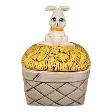 Vintage Bunny Rabbit Easter/Spring Trinket Canister | Chairish
