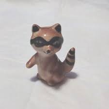 Raccoon Miniature Figurine Trinket 2.5" Tall Animal Brown & Black VTG JAPAN | eBay