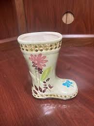 Green Flower Rain Boot Vase Multicolor 6 inches tall | eBay