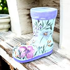 Floral Planters, Wellie Planters, Vintage Floral Decor ...