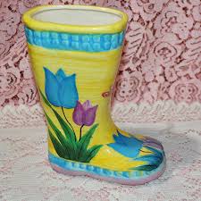 Ceramic Rain Boot Planter - Etsy