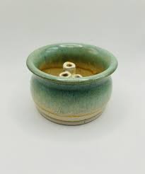 Studio Art Pottery Hand Thrown Ikebana Vase With Flower Frog Signed | eBay