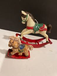 Vintage Christmas Mini Rocking Horse Large Ornament Table ...