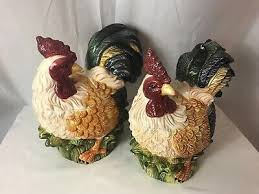 Jay Import Farm Roosters Chicken Vtg Ceramic Cookie Jar ...