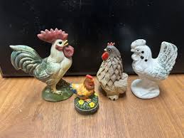Vintage Country Decorative Glazed Ceramic Roosters FOUR ...
