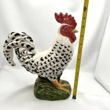 Fitz and Floyd Classic Speckled Rooster 12” Figurine Black & White | eBay