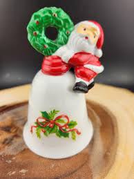 Vintage 4.5" Ceramic Christmas Bell Showing Santa Claus ...
