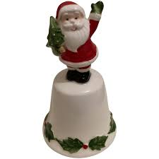 Santa Waving With Christmas Tree In Hand Holly Edged White ...