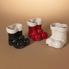 Holiday 5.7"H Ceramic Holiday Santa Boots – Candle Queen Candles