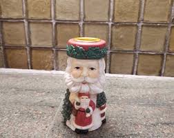 Vintage Hand Painted Porcelain Santa Candlestick Holder - Etsy