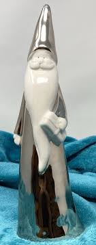 Christmas Ceramic White And Silver Santa figurine 11” Tall ...
