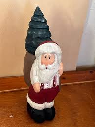 Faux Carved Hollow Resin SANTA CLAUS w Christmas Tree in His ...