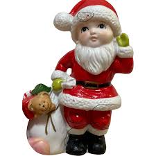 Homco Santa Claus With Gift Bag Ceramic Figurine. For Sale ...