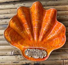 MCM Treasure Craft Pottery USA Orange Clam Shell San Diego ...