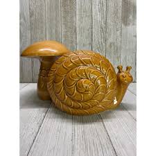 Vtg Salt and Pepper Shaker Mushroom and Snail Set MCM Brown ...