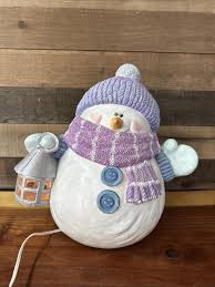 Vintage Ceramic Snowman With Lantern 15” Tall - Etsy
