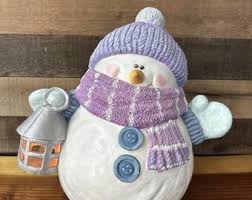 10” Holiday Resin Snowman Figurine With Tray - Christmas Decor - Etsy