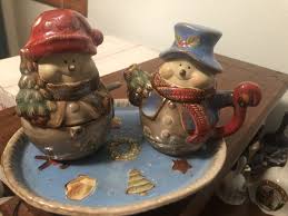 Glossy Ceramic Snowmen Teapot, Sugar Bowl and Plate, Nice ...