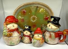 SNOWMAN SERVING SET - S&P, COVERED CREAMER, COVERED SUGAR ...