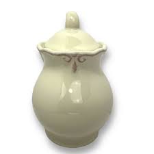 Gail Pittman Solid Glazed Sugar Bowl with Lid French Cream ...