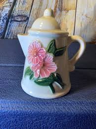 Miniature Floral Teapot- Vintage Ceramic Beige Creamer/teapot/pitcher With Pink Flowers. - Etsy