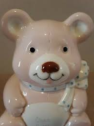 1983 GEO Z. LEFTON Porcelain Quilted Design Pink Bear Bank "Our Little Treasure | eBay