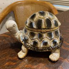 Turtle Trinket Box Gray Blue Black 3.5” Tall 5” Long 4.25 ...