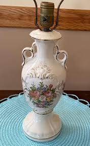 Antique Porcelain Floral Table Lamp - Etsy