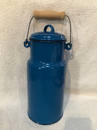 Vtg Medium Blue Enamel W/Lid 21tr Milk Billy Can & Handle ...