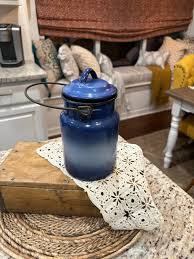 Vintage 1930's RARE French Blue Hombre Enamelware Milk Can ...