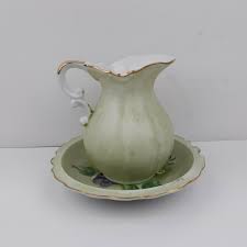 Vintage Pitcher & Bowl Set Marked L 387 Fruit - Etsy