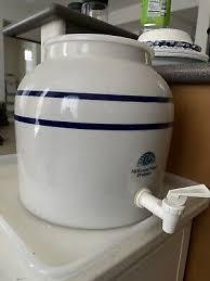 Porcelain Ceramic Crock Water Dispenser - Blue Stripe, Vintage style | eBay