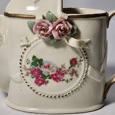 Ceramic Watering Can Embosses Raised Roses Floral Design 5.5 In | eBay