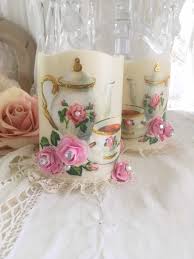 Shabby Teacup and Pink Roses Flameless Candles, Teapot Decor, Tea Party, Tea Room, Roses, Battery Operated Candles, Cottage Chic, Fanny Pipp - Etsy