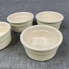 Lot Of 4 Cermer Ramekins Ceramic Ivory Baking 4 oz Baking ...