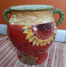 CERAMIC SUN FLOWER VASE URN JAR | eBay