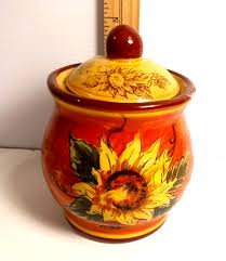 Maxera Orange Rooster/Sunflower Jar With Lid 5 Inch Good ...