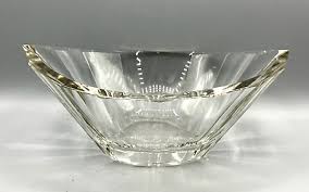 Vintage Ceska Bohemian Crystal Bowl Oval Ribbed Beveled Rim ...
