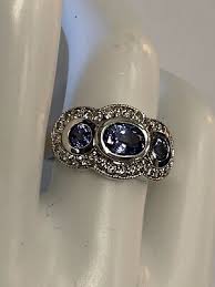ESTATE 14k WHITE GOLD GENUINE tanzanite & DIAMOND WOMENS ...