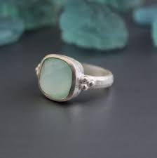 Aqua Chalcedony Ring Hammered - Etsy