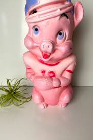 Vintage Pink Plastic Blow Mold Coin Bank Piggy Football Player 14” Tall - Etsy