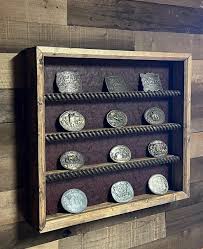 20 Buckle Rustic Western Buckle Display With Cowhide Backing ...